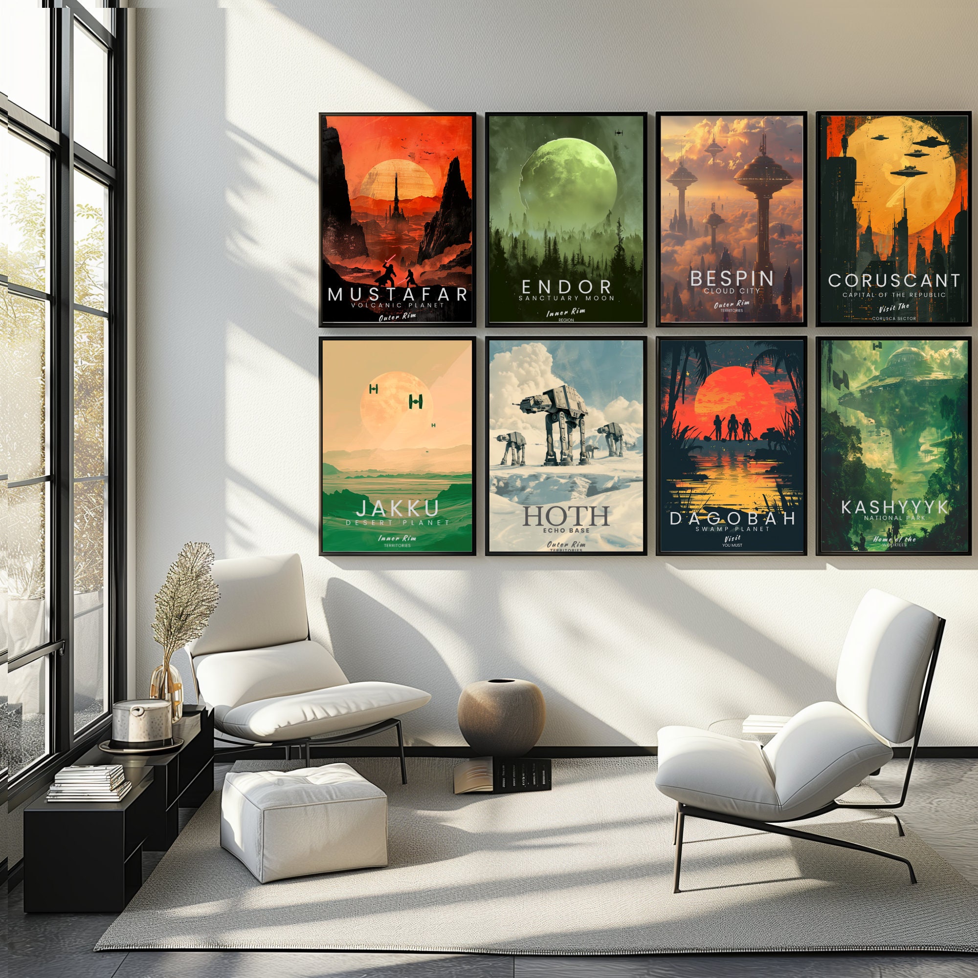 Star Wars Planet Art Print Set | Minimalist Sci-fi Posters | Endor
