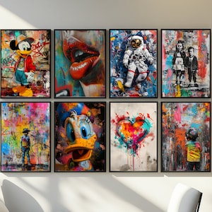 Graffiti Wall Art Digital Download Bundle | Pop Art Street Print Set of 10 Poster