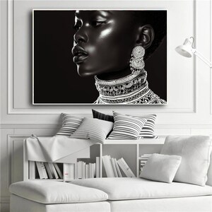 African Woman Art Print | Afrocentric Art Tribal Fashion Silhouette Minimalist | Gallery Wall Printable image 7