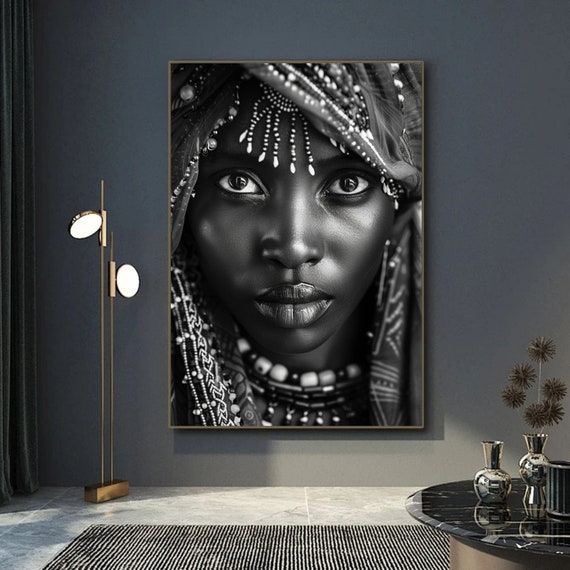 Museum Poster Art | African Woman Canvas Wall Decor | Minimalist Lady Fine Print Download Home