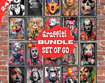 Graffiti Pop Art Bundle | Urban Art Printable Wall Art Digital Poster Set | Colorful Street Art Decor