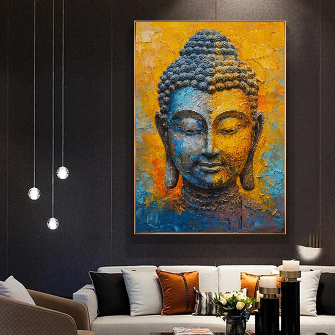 Buddha Painting for Living Room, Spiritual Abstract Art, Buddhist Wall ...