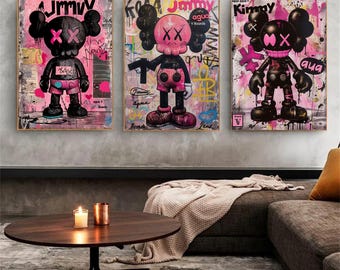 Minimalist Graffiti Figure Poster Set of 3, Urban Wall Art, Hypebeast Digital Download, Printable Modern Street Art