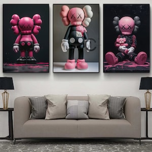 Kaws Figures Poster Set of 3 Digital Download | Hypebeast Canvas Wall Art Minimalist Decor Now