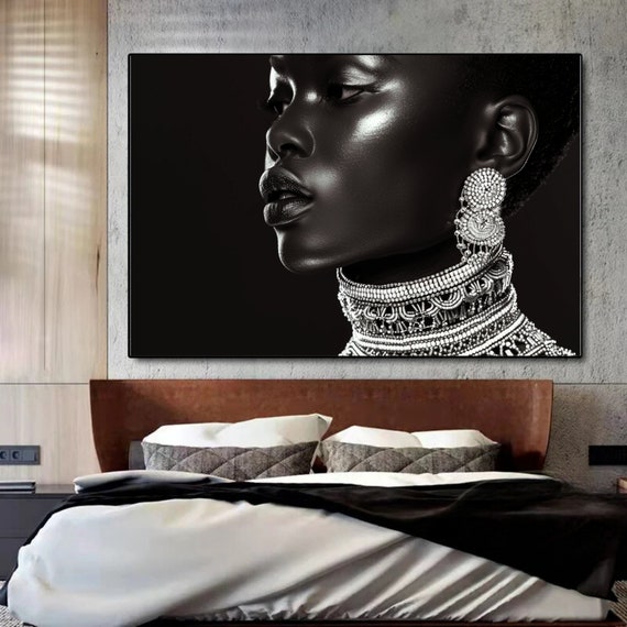 African Woman Art Print | Afrocentric Art Tribal Fashion Silhouette Minimalist | Gallery Wall Printable