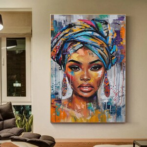 Afrikanische Frau Porträt Wand Kunst 3er-Set, moderne ethnische Pop Art Drucke, lebendige digital, Stammes- Mode-Dekor, druckbare Wanddekoration Bild 8