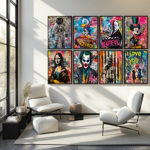 Graffiti Wall Art ,Bundle of 10 Street Art Iconic Street Wall  | Digital Download Graffiti Pop Print | Artful Printable Poster Decor