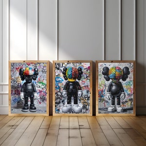 Digital Download Hypebeast Kaws Canvas Set of 3 | Minimalist Wall Art Prints