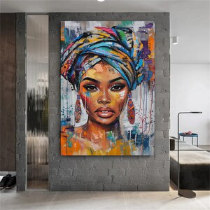 Afrikanische Frau Porträt Wand Kunst 3er-Set, moderne ethnische Pop Art Drucke, lebendige digital, Stammes- Mode-Dekor, druckbare Wanddekoration Bild 4