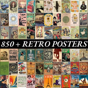 Vintage Retro Poster Bundle Digital Wall Art | 850+ Aesthetic Retro Prints | Modern Wall Decor | High-Quality 300 DPI Poster Pack image 5