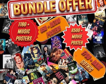 Vintage Music Posters Bundle 12230+ Band & Rock Concert Collage Prints Aesthetic Vintage Wall Decor | Album Cover Art Retro Music Poster Set
