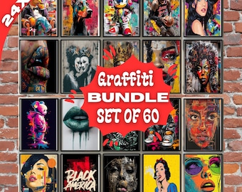 Urban Graffiti Art Print Set, Pop Culture Gallery Wall (Digital Download)