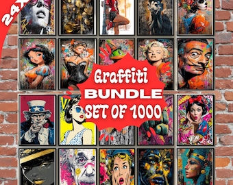 1000 Digital Graffiti Poster Bundle Printable Street Art Pack | Hip Hop Spray Paint Wall Art Set