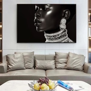 Digital nedladdning av målning, porträtt, tryck av svart kvinna | Väggdekorationer för afroamerikanska kvinnor bild 3