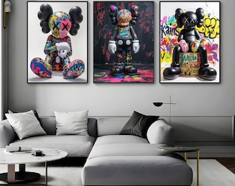 Minimalist Graffiti Figure Poster Set Of 3,Urban Wall Art,Hypebeast Digital Download, Printable Modern Street Art,Room Decor For Home Office