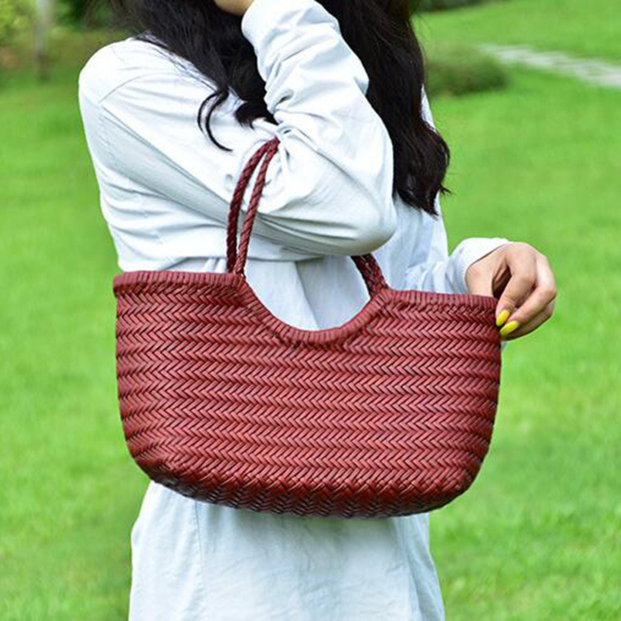 leather trapezium bag