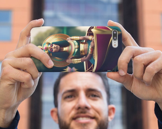 Cell Phone Case with Egyptian Queen Nefertiti Painting 36, Phone Accessory, iPhone Case, Phone Back Cover, Phone Accessory, Black Woman Art