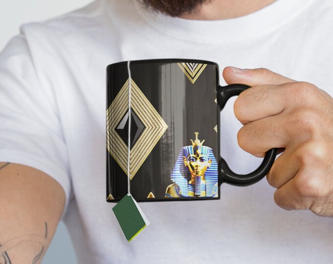 11oz Mug with King Tut Painting 2, Cuffee Mug, Tea Cup, Office Mug, Ceramic Presentation, Mug for Brand, Unique Gift for Coffee Lover, Arts