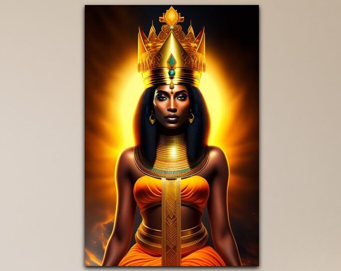 EGYPTIAN GODDESS ISIS Painting 27, Wall Art, Home Decor, Dorm, Office, African Decor, Black Queen, Thoughtful Gift for Her, Arts -Gifts