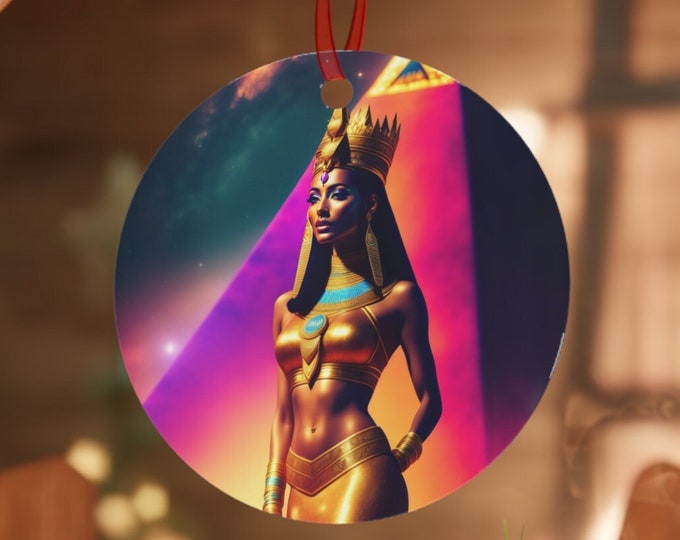 Christmas Ornament of Queen Nefertiti Painting 45, Metal Ornaments, Holiday -Christmas, Holiday Decors, Home Decor, Office Decor, Xmas Decor