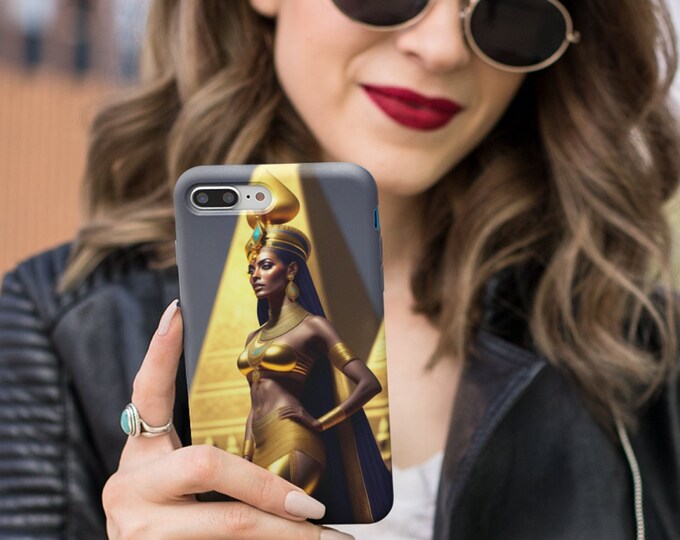 Cell Phone Case with Egyptian Queen Nefertiti Painting 31, Phone Accessory, iPhone Case, Phone Back Cover, Phone Accessory, Black Woman Art