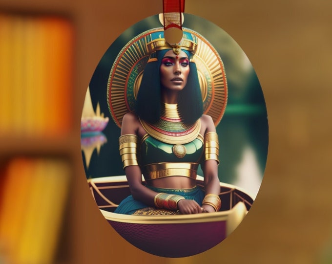 Christmas Ornament of Queen Nefertiti Painting 36, Metal Ornaments, Holiday -Christmas, Holiday Decors, Home Decor, Office Decor, Xmas Decor