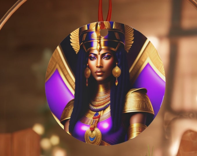 Christmas Ornament of Queen Cleopatra Painting 8, Metal Ornaments, Holiday -Christmas, Holiday Decors, Home, Xmas, Black Art, Arts -Gifts