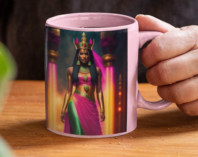 11oz Mug with Goddess Maat Painting 1, Cuffee Mug, Tea Cup, Office Mug, Ceramic Presentation, Mug for Brand, Unique Gift, Arts -Gifts, Egypt