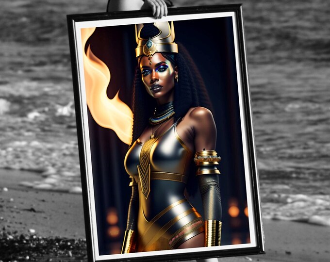 Goddess Oshun Canvas Painting 3 | Large Canvas Wall Art | Modern Art | Yoruba Goddess of Love, Marriage & Beauty | Gifts for Couple |Her Him