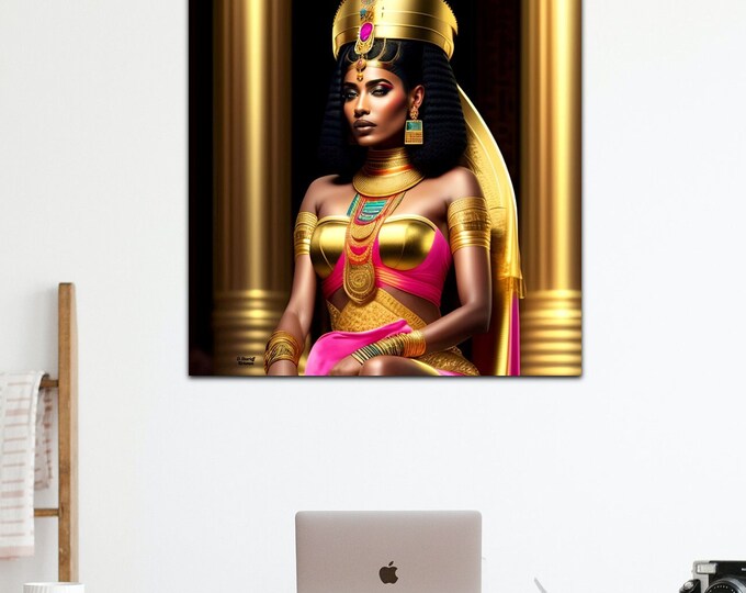 Queen Cleopatra Painting 14, Large Canvas Wall Art, Signed Fine Art, Thoughtful Gift for Her, Home Decor, African American Art, Office Decor