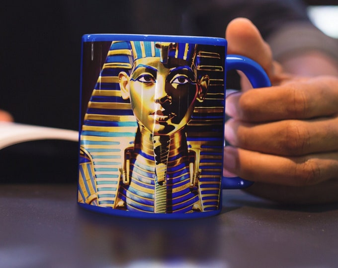 11oz Mug with King Tut Painting 3, Cuffee Mug, Tea Cup, Office Mug, Ceramic Presentation, Mug for Brand, Unique Gift for Coffee Lover, Arts