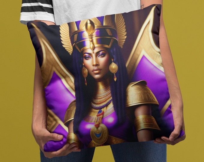 Square Throw Pillow with Queen Cleopatra Painting 8, Egyptian Decor, Ancient Egypt, Nap Pillow, Car, Dormitory, Arts -Gifts, Black Art