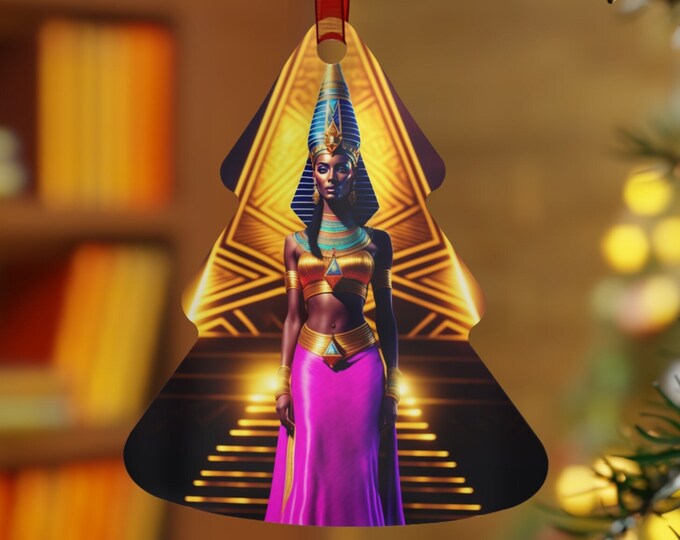Christmas Ornament of Queen Nefertiti Painting 50, Metal Ornaments, Holiday -Christmas, Holiday Decors, Home Decor, Office Decor, Xmas Decor