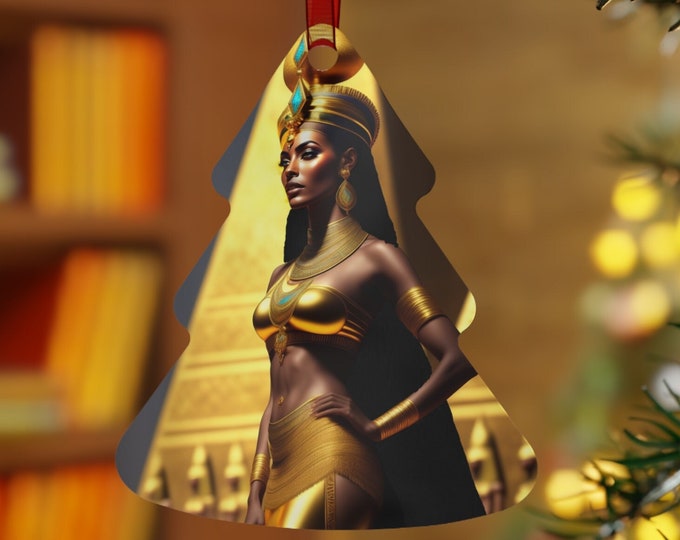 Christmas Ornament of Queen Nefertiti Painting 31, Metal Ornaments, Holiday -Christmas, Holiday Decors, Home Decor, Office Decor, Xmas Decor