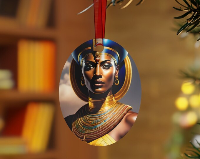 Christmas Ornament of Queen Nefertiti Painting 1, Metal Ornaments, Holiday -Christmas, Holiday Decors, Home Decor, Office Decor, Xmas Decor