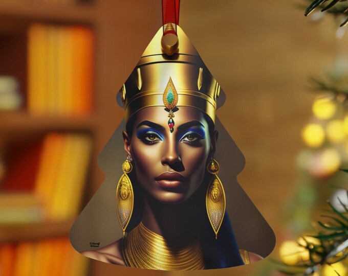 Christmas Ornament of Queen Nefertiti Painting 8, Metal Ornaments, Holiday -Christmas, Holiday Decors, Home Decor, Office Decor, Xmas Decor