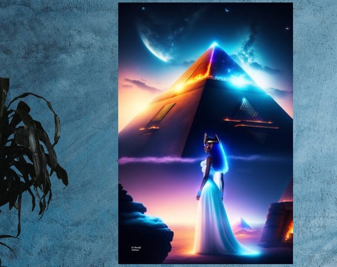 Egyptian Goddess Isis Painting 18 | Black Woman Art | Black Décor | Woman Wall Art | Woman Illustration | Fashion Art | Gift for Black Girl