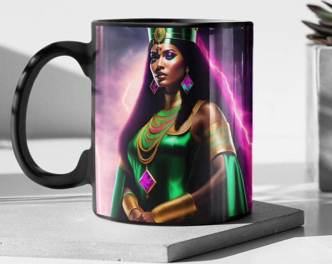 11oz Mug with Goddess Maat Painting 2, Cuffee Mug, Tea Cup, Office Mug, Ceramic Presentation, Mug for Brand, Unique Gift, Arts -Gifts, Egypt