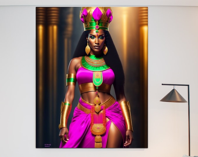 Egyptian Goddess Maat Painting 3 | Modern Art | Dine Room Décor | Black Art | Self Love Designs | Girl Power | Thoughtful Gift for Her