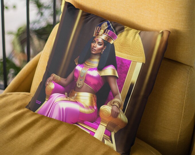 Square Throw Pillow with Queen Cleopatra Painting 12, Egyptian Decor, Ancient Egypt, Nap Pillow, Car, Dormitory, Arts -Gifts, Black Art