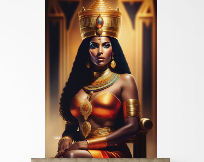 QUEEN NEFERTITI Painting 18, Mid Century Modern, Unique Wall Art, Engagement Gift for Friend, Tree of Knowledge, Black Art, Arts -Gifts