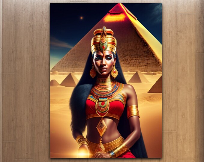 EGYPTIAN GODDESS ISIS Painting 28, Canvas Wall Art, Modern Art, House Warming Gift, Portrait, African Black Art, Thoughtful Gift for Her