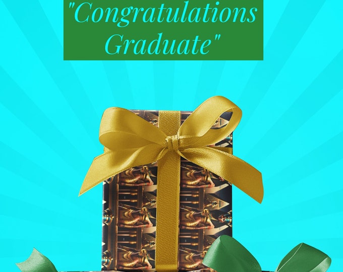 Gift Wrapping Paper with Queen Nefertiti Painting 10, Xmas Presents, Birthday Gifts for Best Friends, Graduate, Eco-Friendly, Black Art