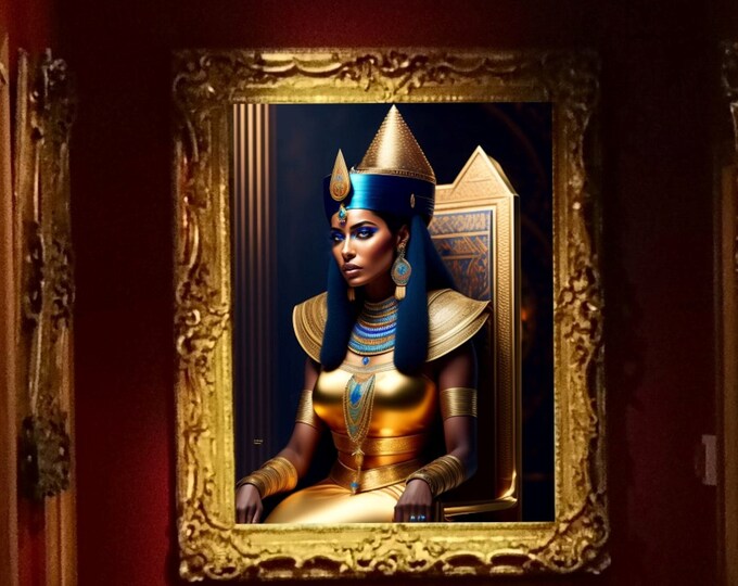 Egyptian Queen Cleopatra Painting 21 | Large Canvas Wall Art | African American Art | Dine Room Décor | Fine Art | Living Room Artwork | Ar
