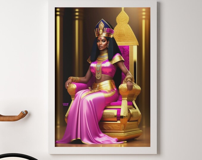 Queen Cleopatra Painting Canvas Wall Art 12, Ancient Egypt Collectible, Smiling Art, Black Art, Gift for Her, Gift for Him, Arts -Gifts