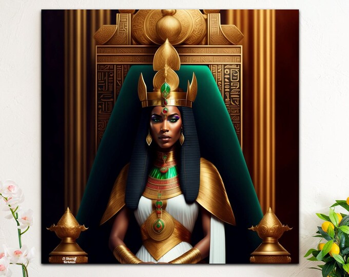 Egyptian Queen Cleopatra Painting 3, Wall Art, Home Decor, Office, Dorm, Thoughtful Gift for Her, Black Art, Gift for Women, Arts -Gifts