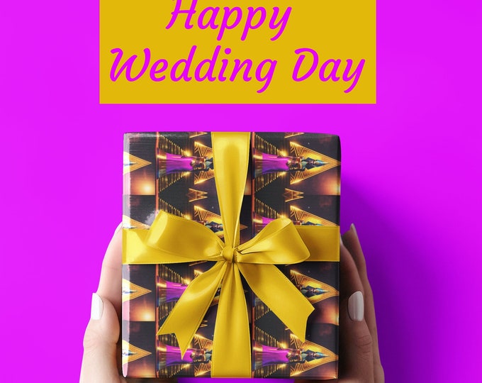 Gift Wrapping Paper with Queen Nefertiti Painting 50, Christmas Presents, Birthday Gifts for Best Friends, Graduate, Eco-Friendly, Black Art