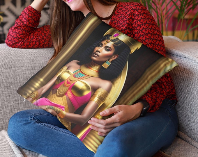 Square Throw Pillow with Queen Cleopatra Painting 14, Egyptian Decor, Ancient Egypt, Nap Pillow, Car, Dormitory, Arts -Gifts, Black Art