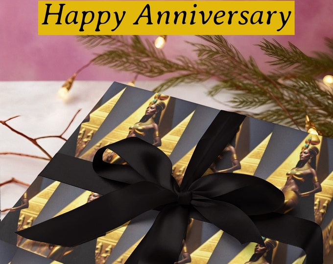 Gift Wrapping Paper with Queen Nefertiti Painting 31, Xmas Presents, Birthday Gifts for Best Friends, Graduate, Romantic, Family, Black Art