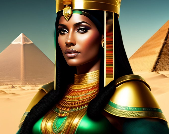 Egyptian Queen Cleopatra Painting 11 | Female Empowerment | Black Girl Art | Body Positive Art | Fantasy Art | Fantasy Painting | Feminist